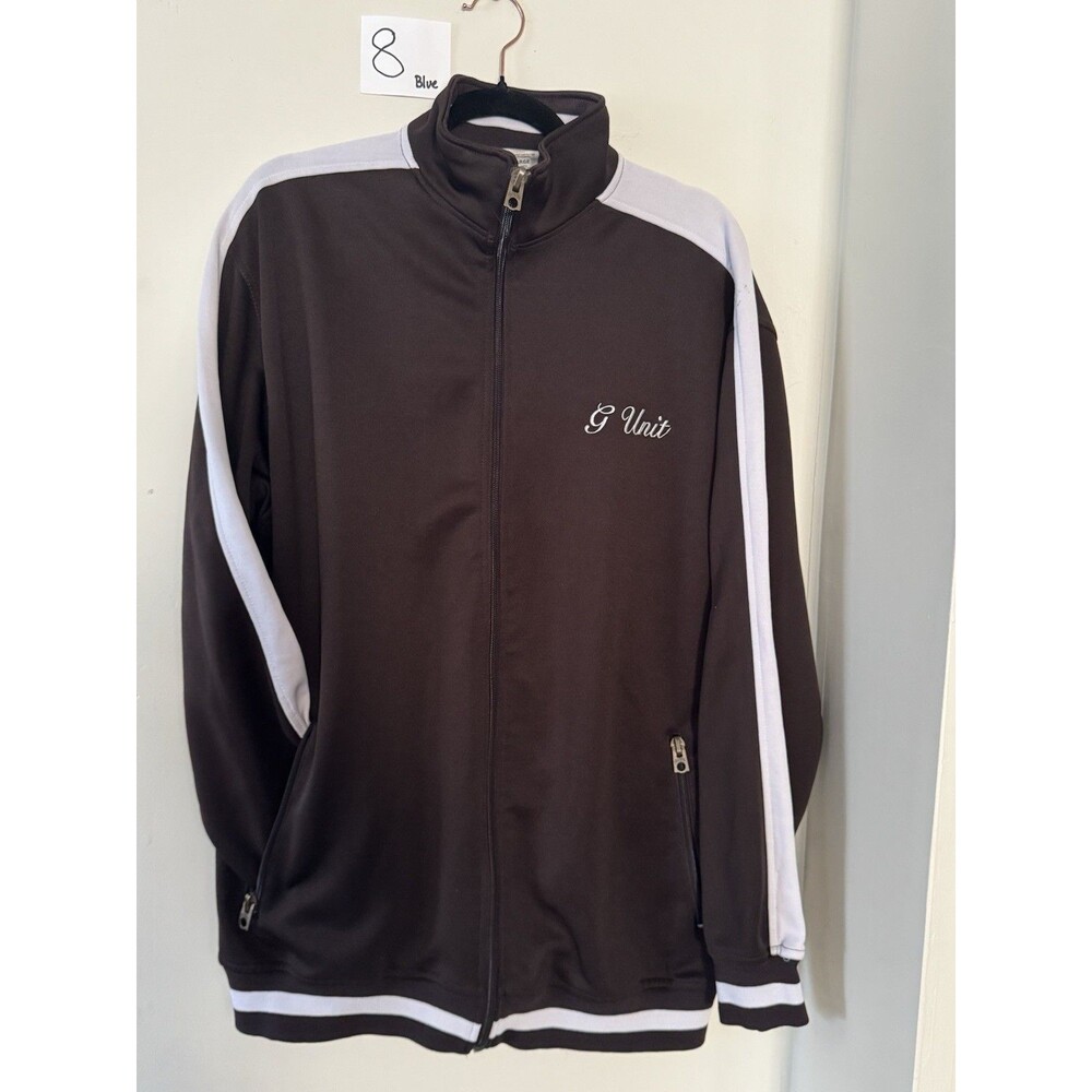 G Unit Heavy Weight Track Jacket Brown White Full Zip Y2K Hip Hop Mens L